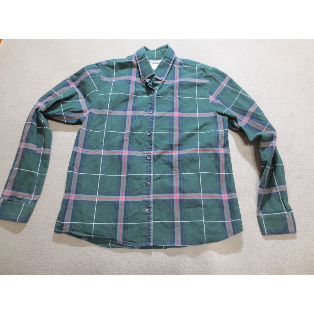 Panhandle Slim Mens Shirt Medium Western Wear Green Plaid Button Down - Picture 1 of 6